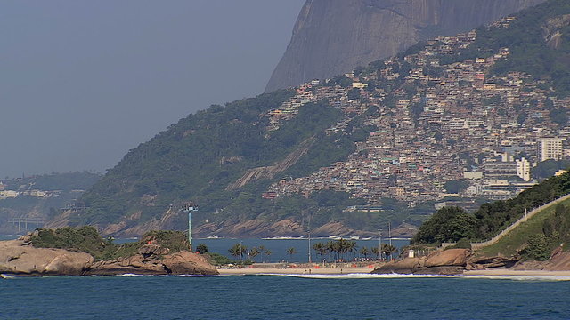 Low angle aerial to reveal Ipanema Beach, Rio de Janeiro, Brazil