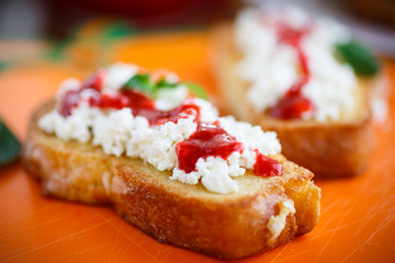  fried in batter toast with cream cheese and jam