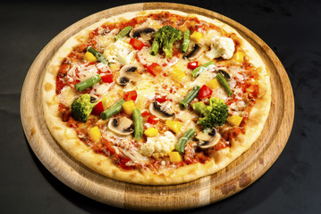 vegetarian pizza on the board