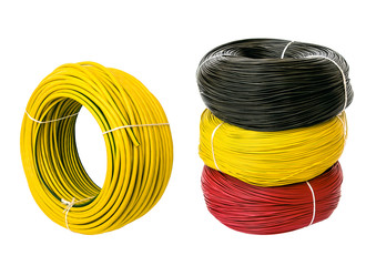 set colored electric cable, isolated