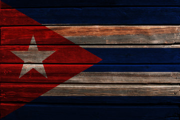 Flag of Cuba on wood