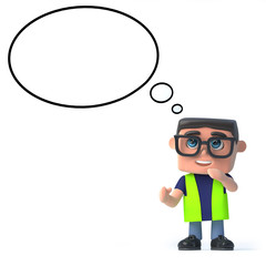 3d Health and safety officer with empty thought bubble