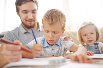 Drawing with crayons