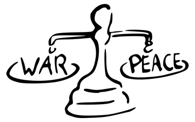 Foto auf Acrylglas Weegschaal oorlog en vrede © emieldelange