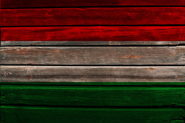 Flag of Hungary on wood
