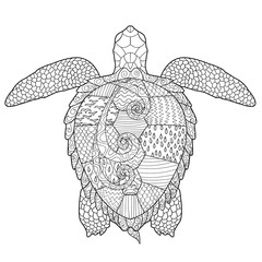 Adult antistress coloring page with turtle. - 100526935