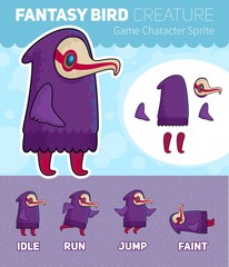 Fantasy Bird creature Game Character Sprite Sheet © Yuzach