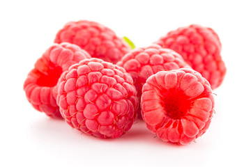 Raspberries with leaves