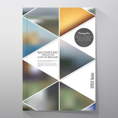 Business template for brochure, flyer or booklet. Abstract multicolored background of blurred nature landscapes, geometric vector, triangular style illustration
