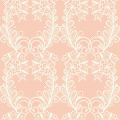 Fototapeta na wymiar Lace seamless pattern with elements flowers. Grunge background with lace ornament. Vector texture.