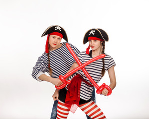 Cheerful animators dressed as pirates