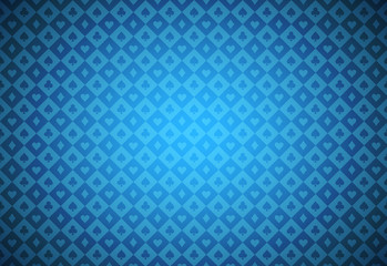 Minimalistic blue poker background with texture composed from card symbols