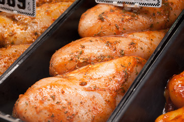 Sauced and Marinated Raw Chicken Breast