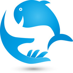 Obraz premium Wal, Fisch, Hand, Logo, Tier