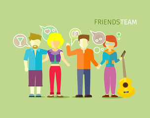 Friends Team People Group Flat Style