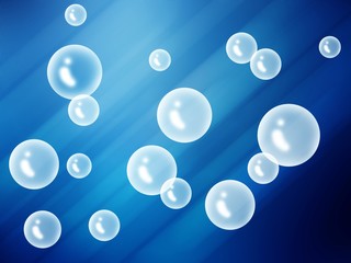 art white bubbles on blue illustration background