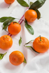 Mandarins with green leaves