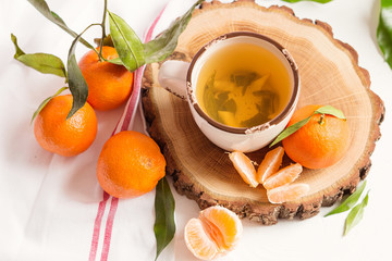 Cup of tea and mandarins