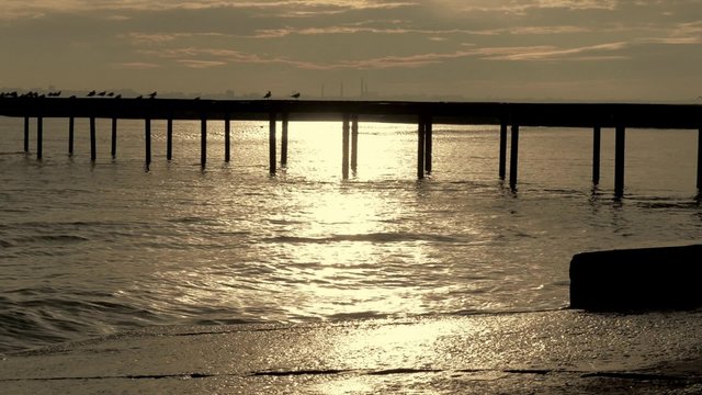 water splashing and pier