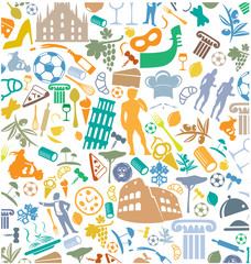 italian background with silhouette symbol set