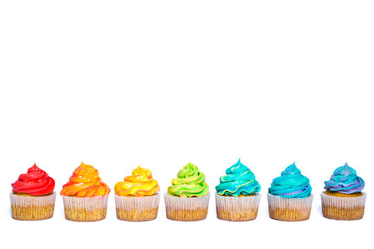 Multicolored Rainbow Cupcakes