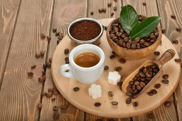 Espresso and coffee beans