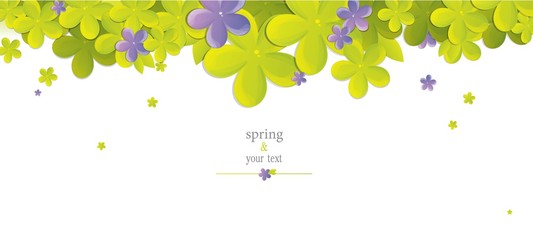 spring print with green and purple flowers