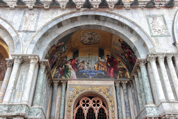 Detail of the facade of St. Mark's church in Venice 