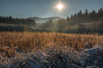 Winter view of mount Sleza, Poland.