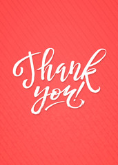 Thank You Card Calligraphic Inscription. Hand Lettering on Pink Textured Background