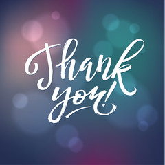 Thank You Card Calligraphic Inscription. Hand Lettering and Gradients