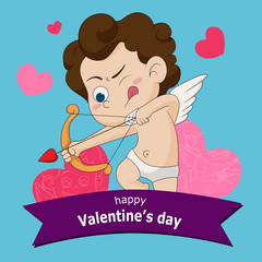 Cupid shoots a bow.Vector and illustration.