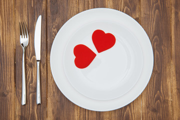 Celebrate valentine's day, Hearts shape on a plate