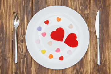 Celebrate valentine's day, Hearts shape on a plate