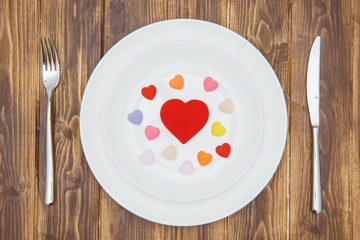 Celebrate valentine's day, Hearts shape on a plate