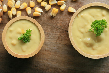 Corn soup with parsley