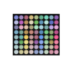 set of colorful eyeshadows isolated on white background