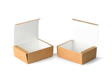 Open two cardboard Box or brown paper box isolated with soft sha