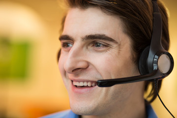 Businessman wearing headset