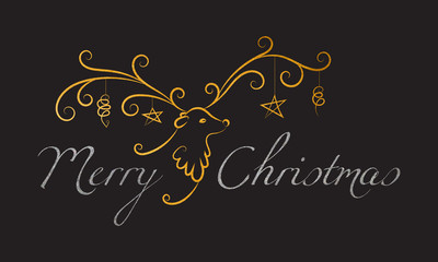 Christmas reindeer with toys on the horns.