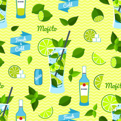 Mojito, Seamless Pattern. Vector illustration, eps10.