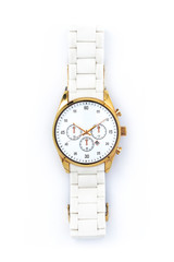 White wristwatch with gold edges