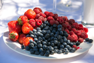 strawberries, bilberries, red currants
