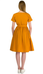 Girl in dress from the back isolated on white