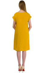 Girl in dress from the back isolated on white