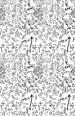 hand-drawn doodle seamless pattern with arrows
