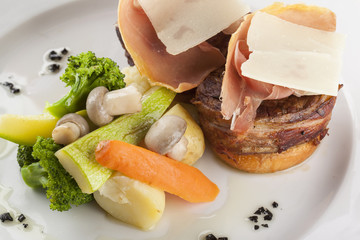 Roasted beef fillet on plate