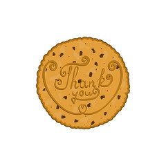 handwritten inscription thank you on a cookie