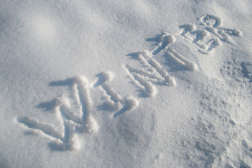 Winter, handwritten in snow