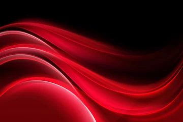 Crédence de cuisine en verre imprimé Vague abstraite Composition Art Vagues Abstraites Rouges Sur Fond Noir